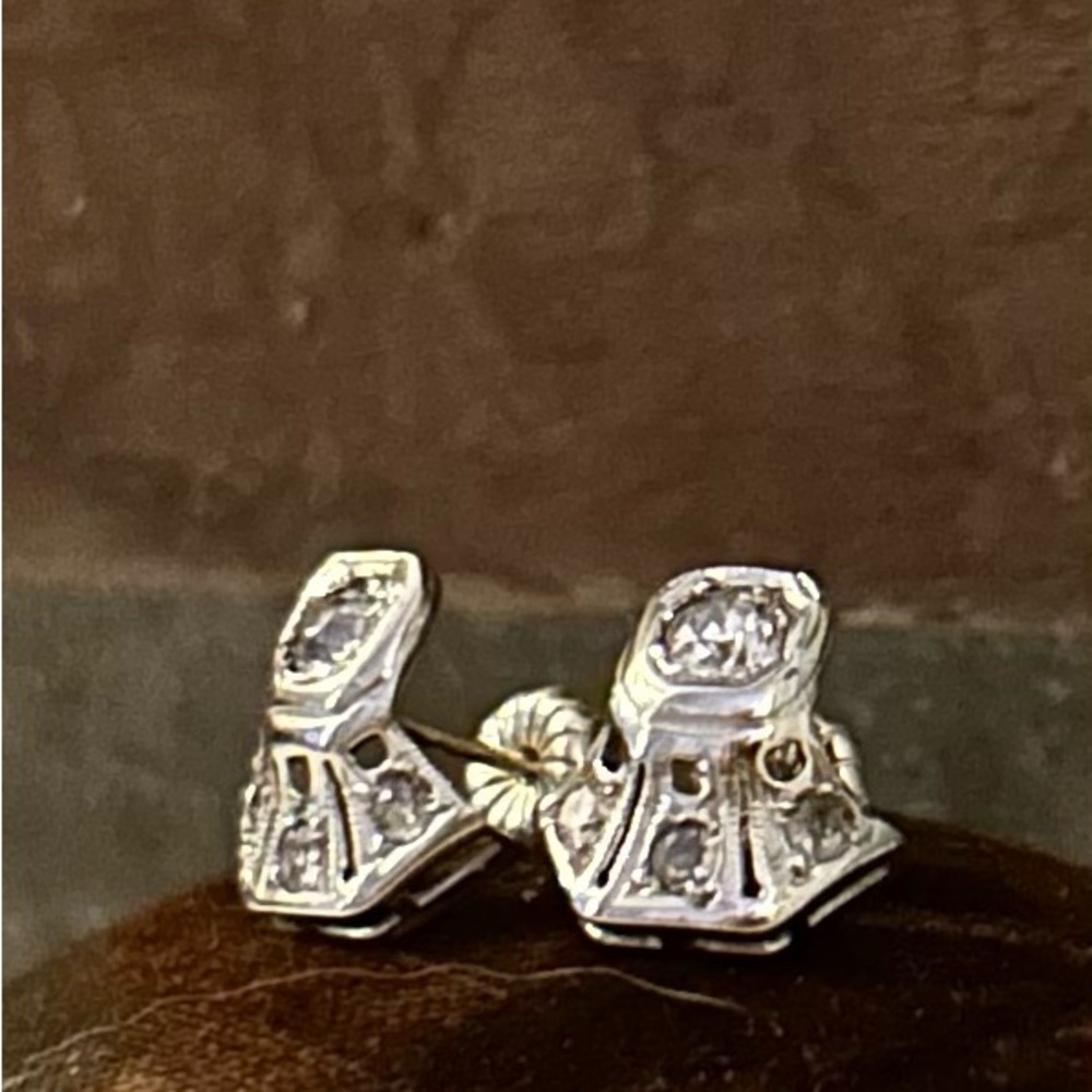 Antique 14k Old Cut Diamond Studs - Picture 7 of 8